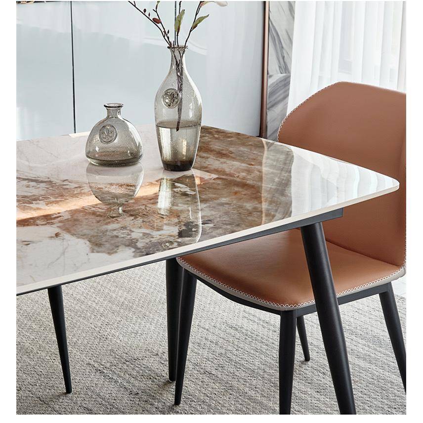 新款意亮式光岩饭板餐桌轻奢简约潘多拉岩现代组家合桌椅用桌