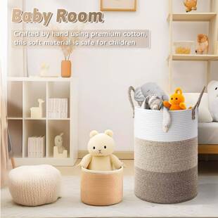 3169手提棉绳编织收约纳筐储物篮脏衣篓杂物可折叠玩置物筐简收纳