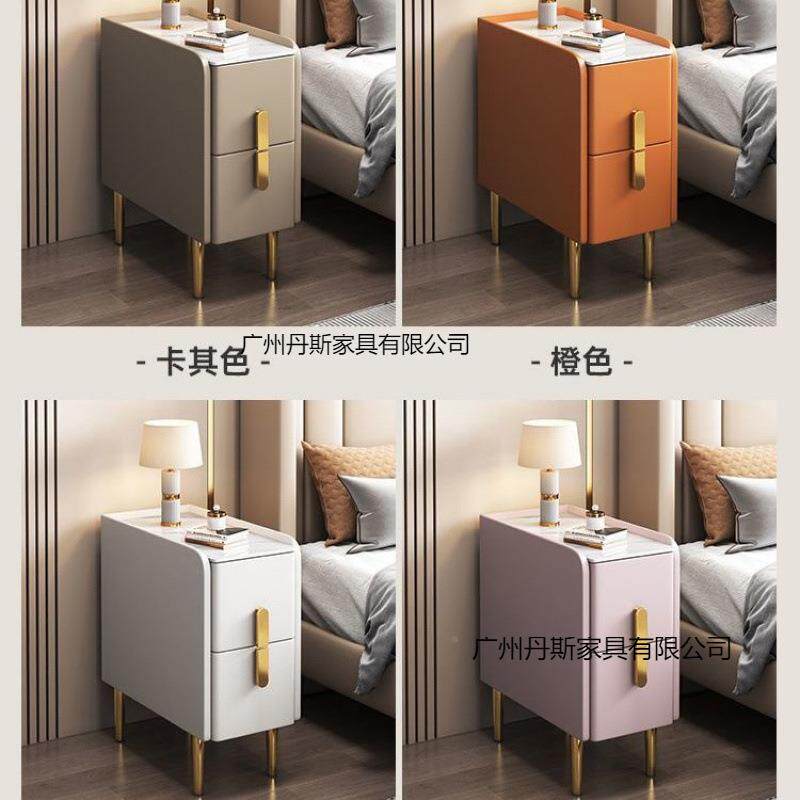 实木迷你头轻柜现代简约0cm储物KB柜小型收2纳柜奢岩床板超窄床边