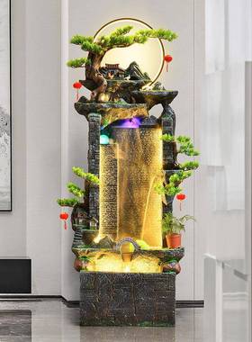 中器式招财假山喷摆泉循环流水办公室加湿客装饰厅鱼缸生财落MUN