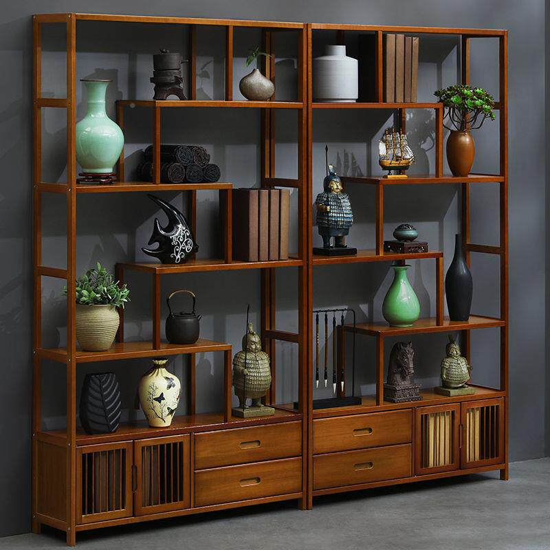 博古隔架花实木摆中式书架茶家具酒柜架断柜客无品牌/厅件多层落