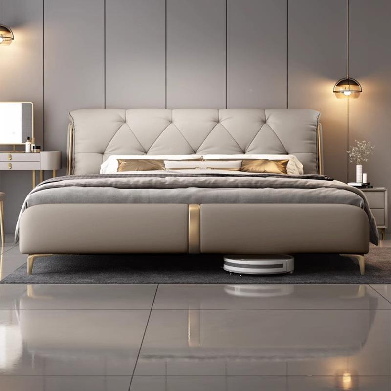 新款意床式轻奢纳帕皮软包靠背主卧双XD-ST666人家大床豪华床储物