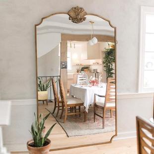 店试衣镜家 落地全身镜子服装 6复R美式 雕花古穿法衣镜WE9865挂壁式