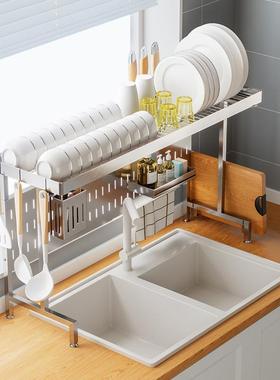 30架4不锈钢厨房水槽碗置物架沥水架水池方MRY放上碗碟收纳架可伸