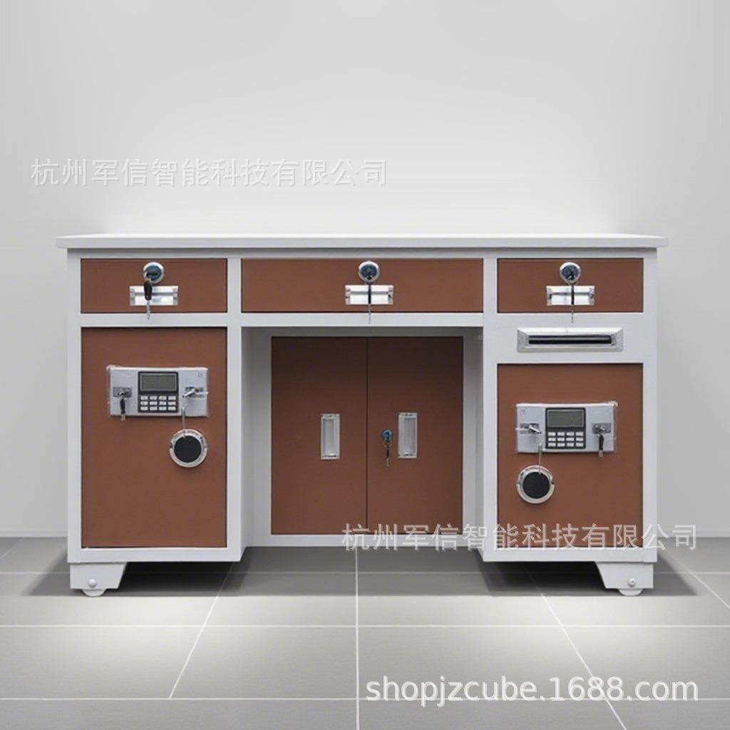 全钢储物桌柜柜一柜体带保险桌办公桌一体投币商咖啡色1.务财务子