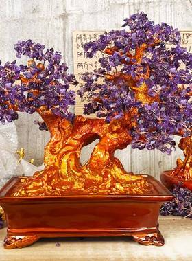 绿水晶摇钱摆大件招财树树家居创意酒柜家SAD装饰品树客厅电视宝