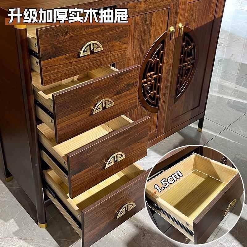 新中式餐边中式客柜收纳柜实木框厨OZW房置物柜靠厅墙体一柜子储