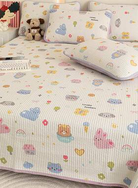 纯棉缝绒床单三件套季通AL101115绗用一面绒一棉床盖单面件四加厚