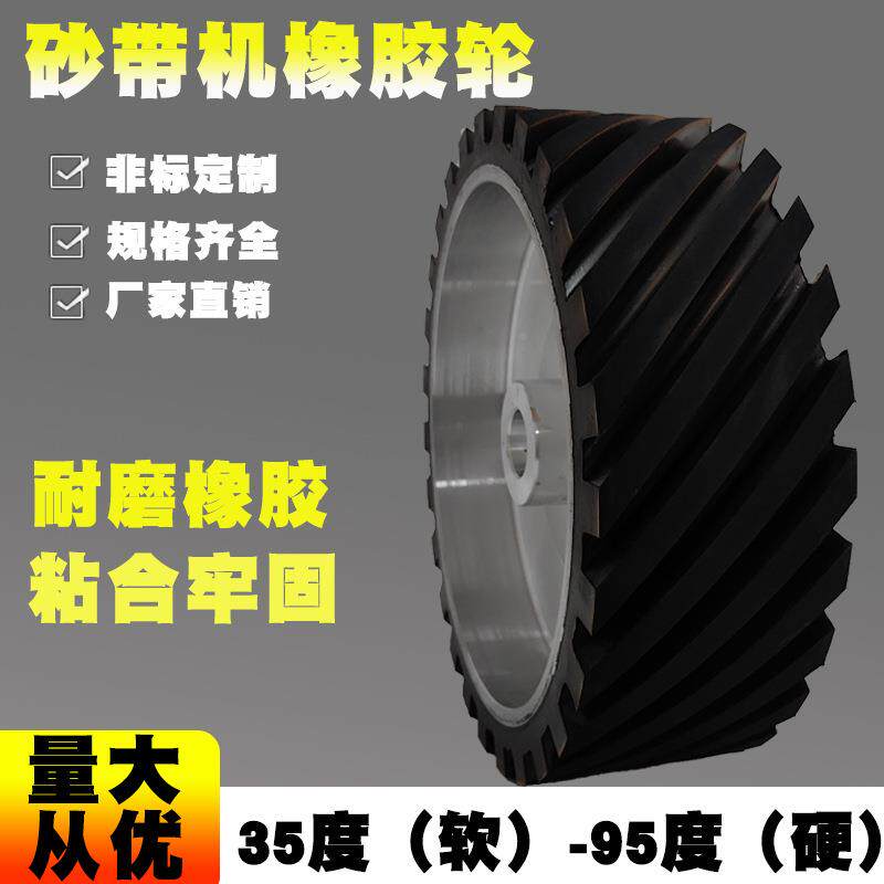 砂带机橡MZM胶轮砂带光动轮抛传光轮抛机铝芯橡胶轮打磨轮轮斜纹