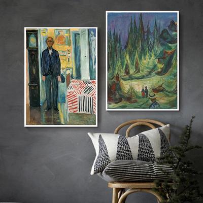 世界名画爱BME挂德华蒙呐喊克命之舞油画复古抽象装饰画艺生术小