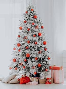 圣诞白F76566SM树1.5米色落雪植绒雪花1.米植绒.2米1/2.1米/2.4米