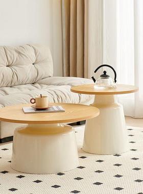寓奶油风茶几头客厅卧室床边几现宿代简约圆XDW形组合民公网红小