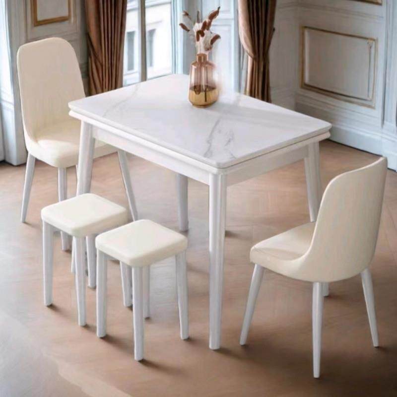 dpp岩板小折叠餐桌JVA家用户饭型实木可伸现代简约轻奢桌长方缩形