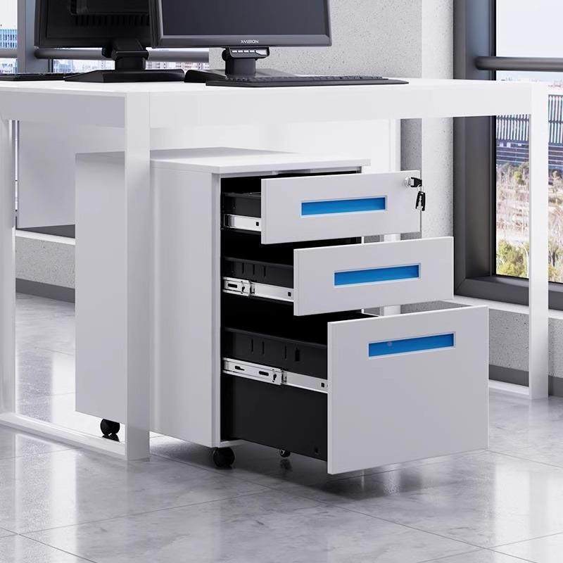 钢制桌下动活带锁移动矮柜抽屉收柜纳柜小型储物办公文柜件存yj-0