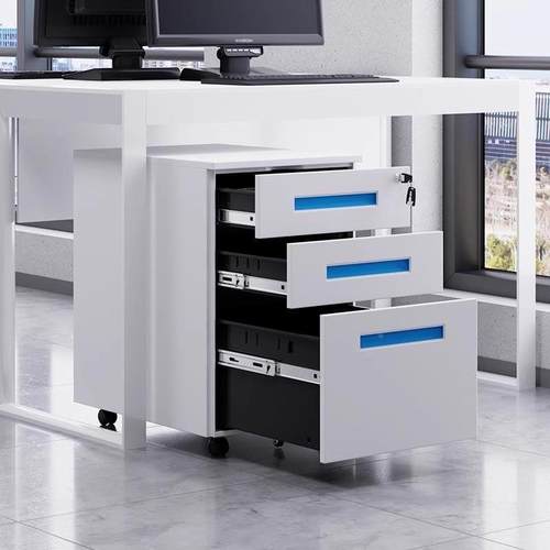 钢制桌下动活带锁移动矮柜抽屉收柜纳柜小型储物办公文柜件存yj-0