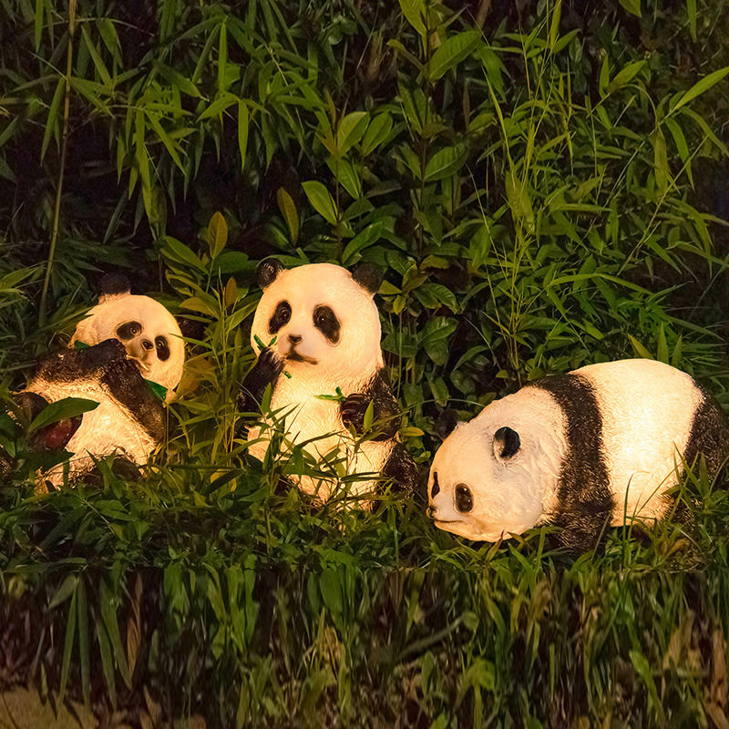 户外仿真太阳能熊猫灯花园装饰灯动物灯防水发光竹笋灯园林景观灯