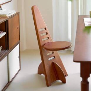 设计师法式主人餐椅中古实木高背椅复古椅可折叠办公宿舍客厅