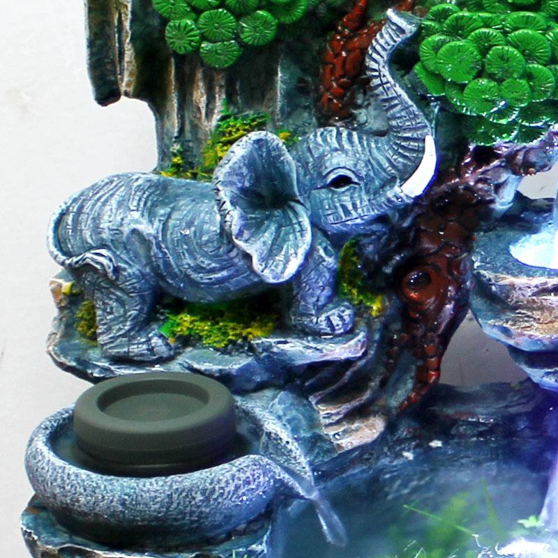 精品新款招财假山喷泉财源广进透明鱼缸流水摆件树脂工艺品盆景家