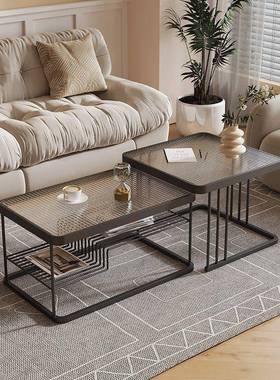 奶油璃玻茶几客厅用小户型璃茶几轻奢CEA现代家简约子母组合长方