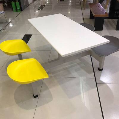 四人位美食城快餐桌椅学校员工食堂服务区餐桌椅食堂餐厅连体桌椅