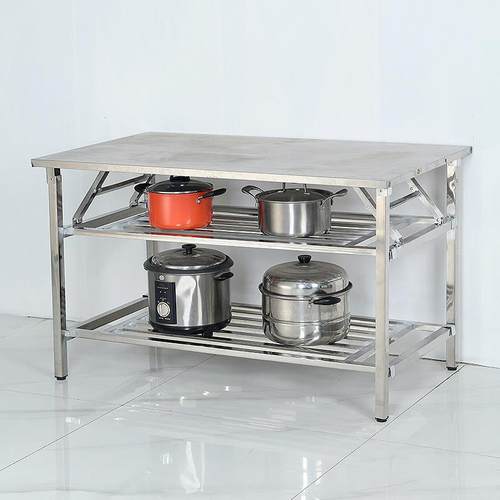 N加厚方双层不锈钢正折叠桌F778T5MS子案板5商用摆摊形折叠桌摆地