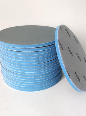 蓝色6海绵砂ROT纸圆植绒砂纸片气动打磨抛光背绒砂皮400寸0-0形0