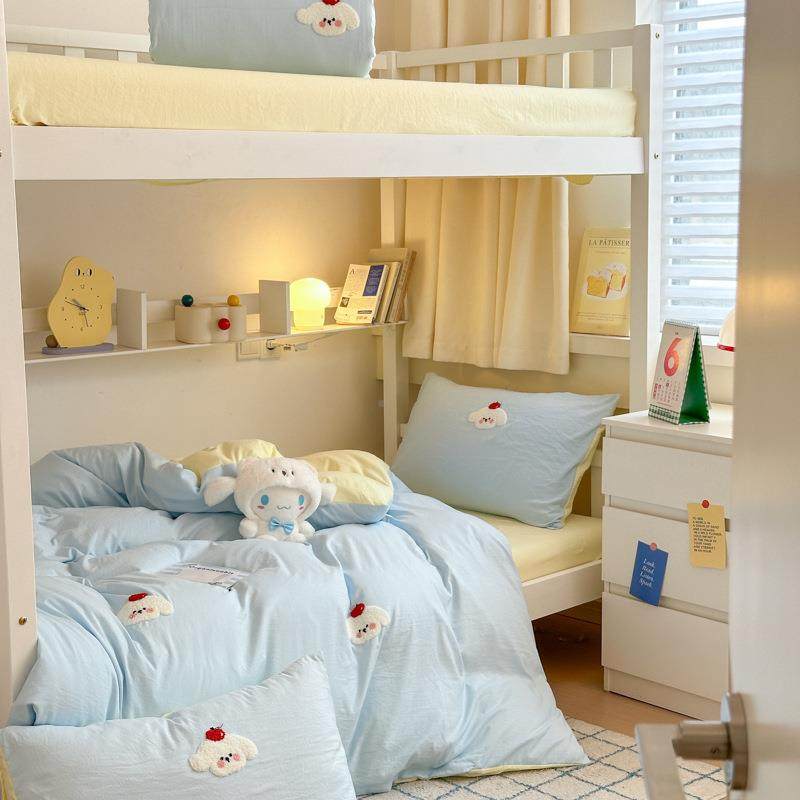 卡通小清新毛四件件套水洗棉学生宿巾舍GL绣套三件套床单笠被套床,床上用品,床品套件/四件套/多件套,淘宝优惠券,粉丝福利购,淘宝优惠卷