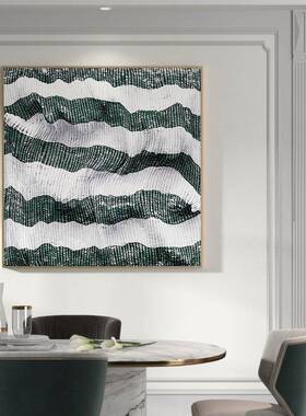 简约现代  墨绿色入户玄关装饰画抽象艺术正方形客厅壁画餐厅挂画