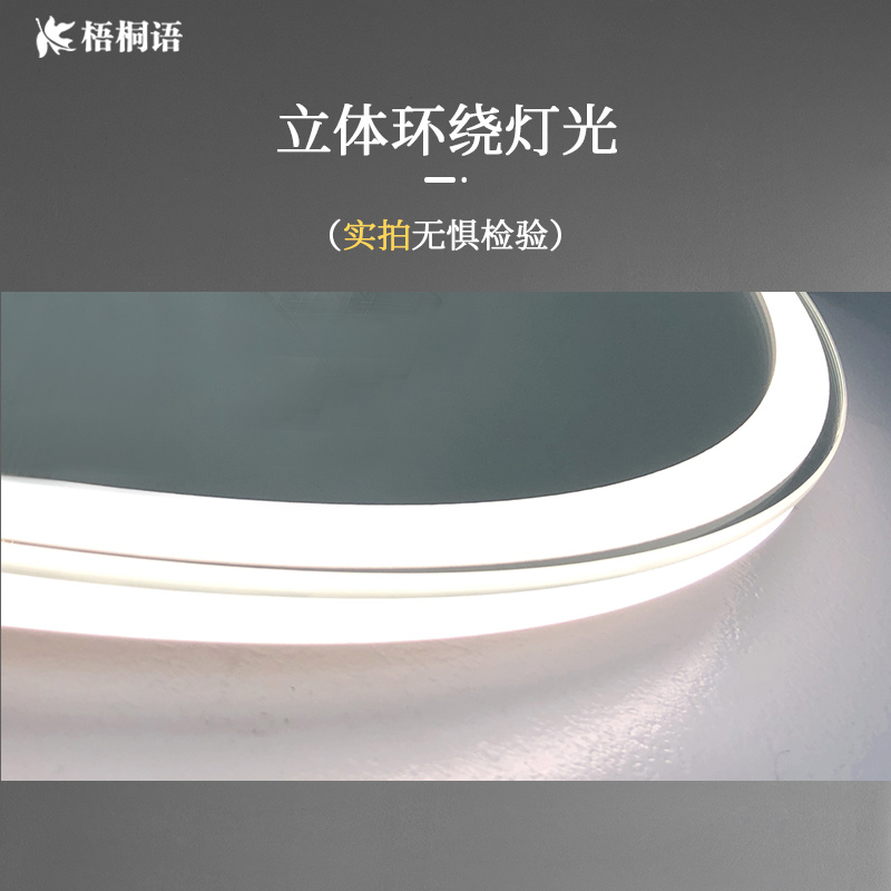圆镜子化妆镜 洗手台镜带灯智能卫生间镜圆形防雾壁挂led浴室墙镜