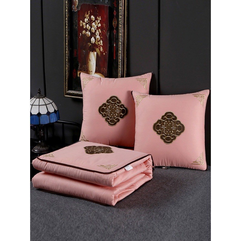 棉刺被绣汽车车k载抱枕被子两用夏凉被办公室午睡棉小被子