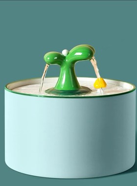 陶瓷绿芽小型喷泉循环水家居客厅招财流水摆件办公室桌面开业礼品