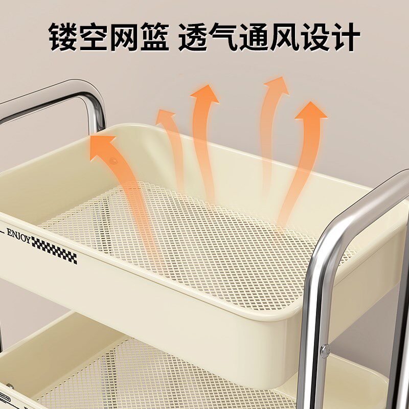 小推车置物架落地客厅多层功能婴儿浴室储物书架移动零食收纳架子