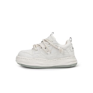 小众7cm隐形内增高溶解板鞋 休闲面包鞋 男女情侣款 白色厚底帆布鞋