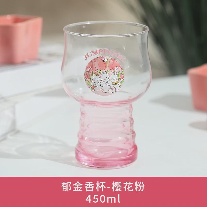 啤酒杯女生可爱牛奶杯饮料果汁杯值颜高玻璃杯夏天水杯子家用新款