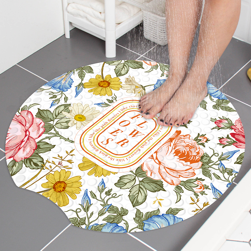 环保圆形浴室防滑地垫淋浴房洗澡卫生间脚垫厕所防水防摔PVC垫子