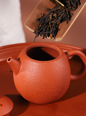 新款紫砂壶茶壶新品茶具潮州手拉壶朱泥泡茶壶普洱茶壶橙子壶茶具