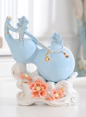 葫芦摆设陶瓷摆件装饰品电视酒柜送礼玄关客厅卧室V房间简约艺术