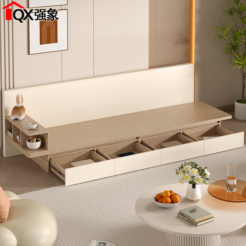 奶油风地台沙发新款简约小户型日式侘寂风抽屉储物沙发定制CH35