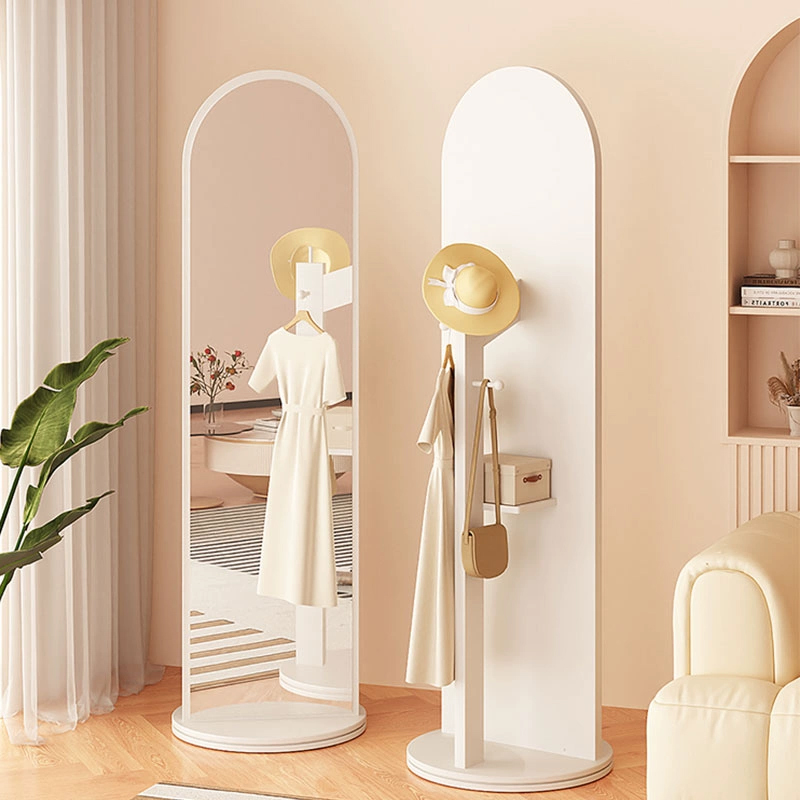 旋转穿衣镜全身落地镜家用卧室拱形挂衣帽架镜子一体试衣镜可移动