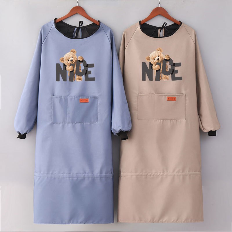 新款全包加绒加长罩衣家用厨房防水防油车间干活用围裙男女工作服