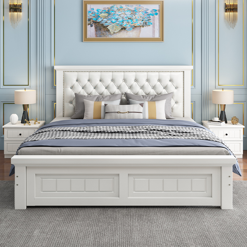 新款全实木简易双人床18米15米经济型成人现代简约松木12单人床架