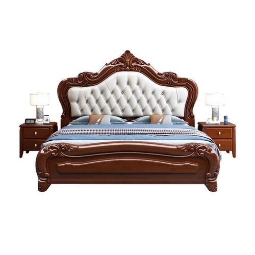 美式实木床1.8米双人床主卧大床1.5米欧式床约软包储物婚床