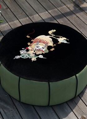 新古典坐墩中式i刺绣花蒲团立体懒人沙发露台脚墩榻榻米罗汉床坐