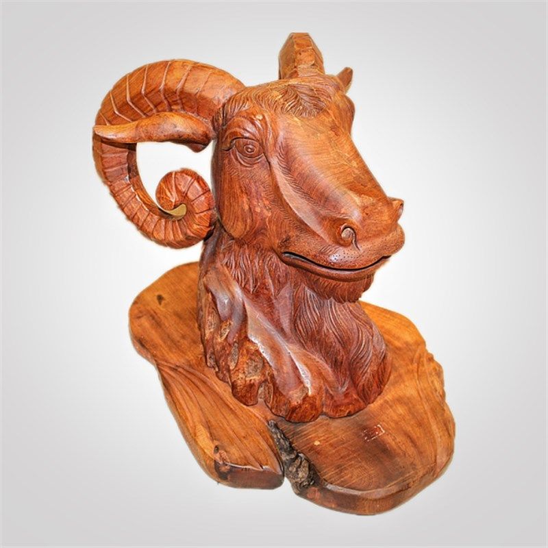 中式古典吉祥动物生肖羊根雕花梨木领头羊山羊木雕挂件红木工艺品