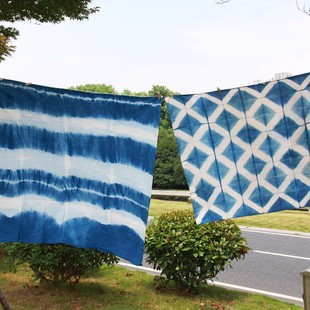 植物草木蓝染手工扎染桌布棉布艺中式酒店民宿装饰特色设计定制