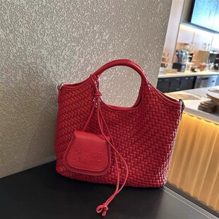 新款塞林维斯编织水桶包女高级感小众手提子母大容量单肩包斜挎