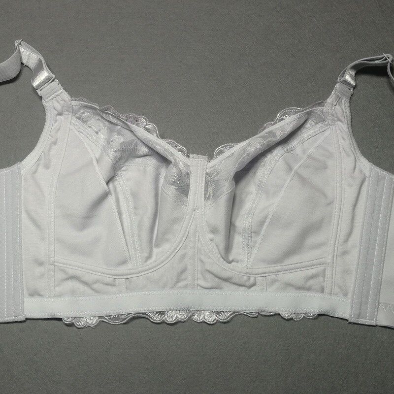 超薄蕾丝无钢圈无海绵透气全罩杯女士内衣大胸显小大码全包90C85D