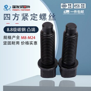 M24刀架螺丝 四方头螺丝8.8级GB83r四方头带垫凸端紧定螺丝车床M8
