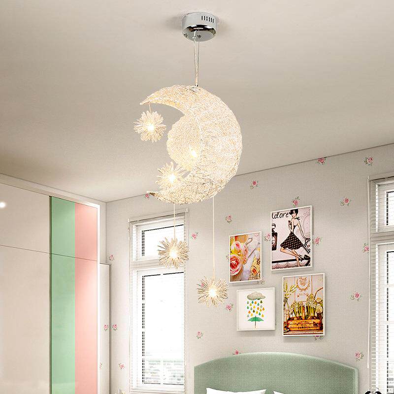 现现代简约铝丝月亮800吊货灯灯儿童房书房吊餐厅台阳星星吊灯饰