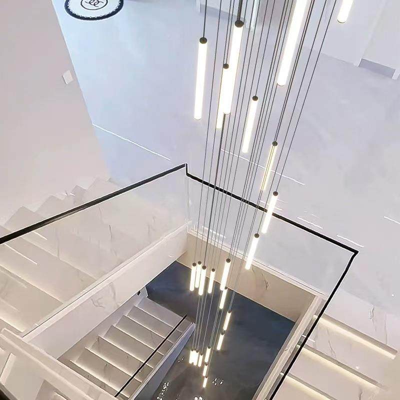 楼648吊灯复梯式楼别墅长现代简约公寓旋转LOFT灯吊客厅楼梯间长